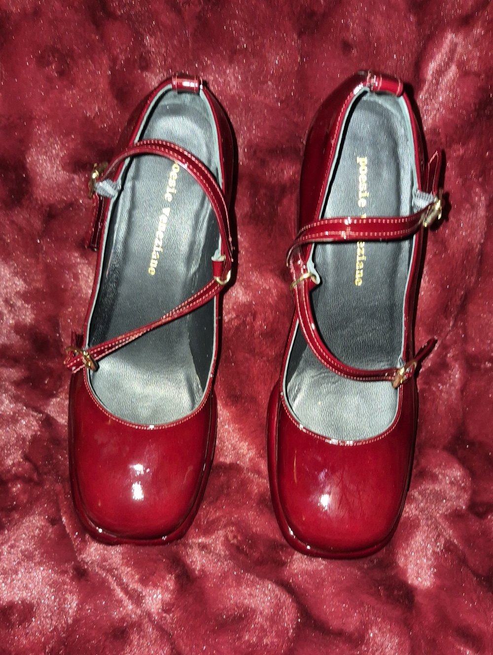 Patent Mary Jane Platform Shoes in Burgundy